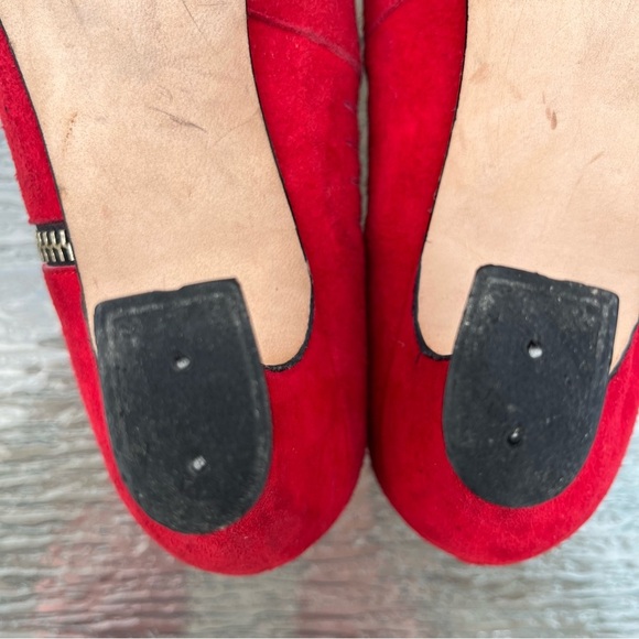Pura Lopez Red Suede Kitten Heel Pumps Heels - Picture 14 of 16